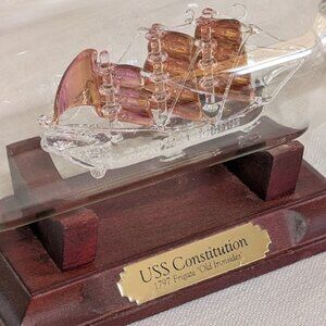 USS SHIP - The Mayflower Glass Hand Crafted Ship In The Bottle I'm